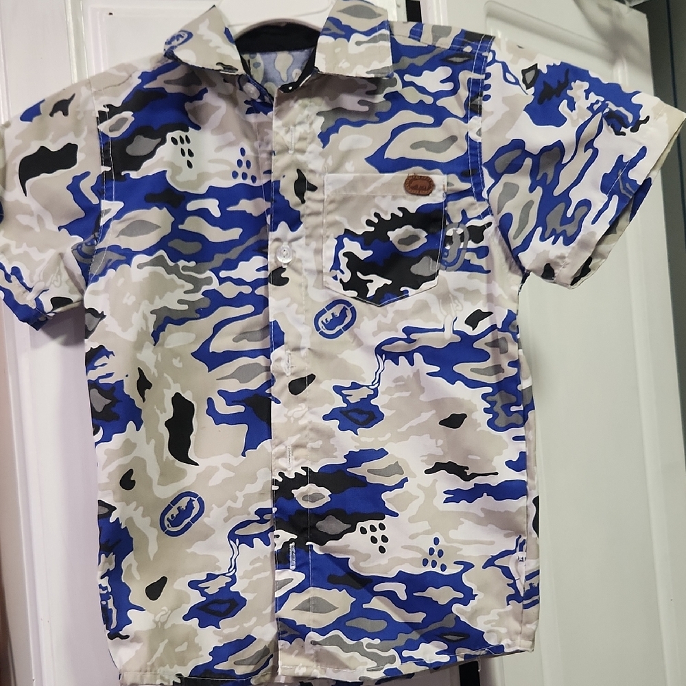 Blue Camouflage Kids Shirt